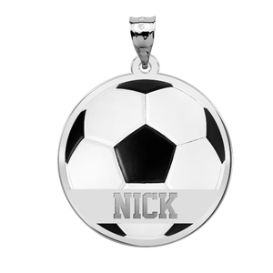 Color Enameled Soccer Pendant with Name