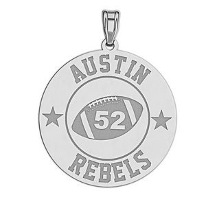 Personalized Football Team   Number Round Disc Pendant or Charm