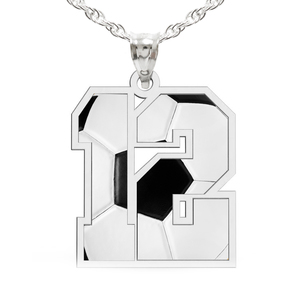 Color Enameled Soccer Number Charm or Pendant with 2 Digits