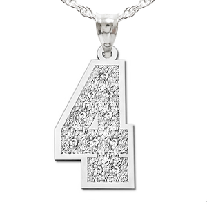Jersey Single Number Charm or  Pendant w  10 Diamonds