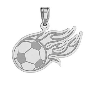 Flaming Soccer Ball Pendant or Charm