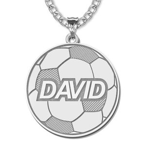 Personalized Soccerball with Block Name Disc Pendant or Charm