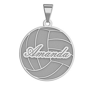 Personalized Volleyball with Script Name Disc Pendant or Charm