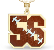 Color Enameled Football Number Pendant with 2 Digits