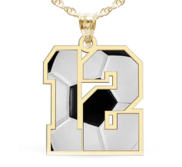 Color Enameled Soccer Number Charm or Pendant with 2 Digits