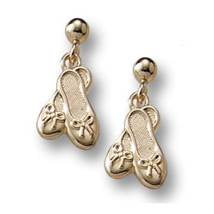 14K Yellow Gold Children s  Ballet Slippers  Post Earrings