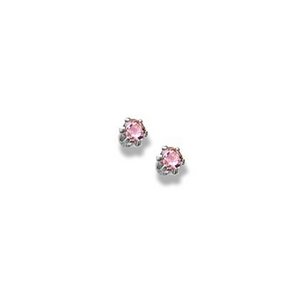 14K  White Gold Child s Genuine Tourmaline Birthstone Stud Earrings