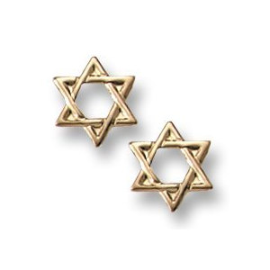 14K Yellow Gold Children s  Star of David  Safety Back Earrings