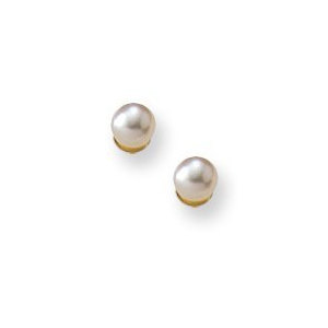 14K Yellow Gold Children s Pearl Earrings