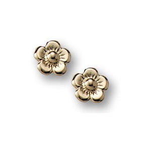 14K Yellow Gold Children s   Flower   Post Earrings