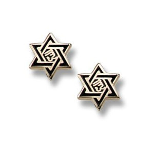 14K Yellow Gold Children s  Star of David  Enamel Earrings