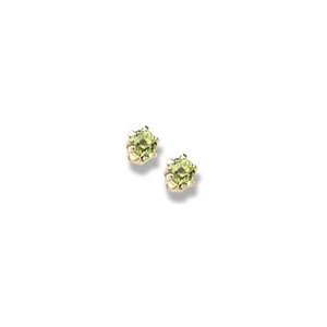 14K Yellow Gold Child s Genuine Peridot Birthstone Stud Earrings