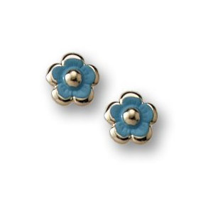 14K Yellow Gold Children s  Enamel  Flower  Post Earrings