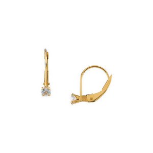 14K Yellow Gold Children s LeverBack Imitation BirthStone Earring