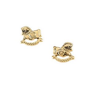 14K Yellow Gold Children s Rocking Horse Earring