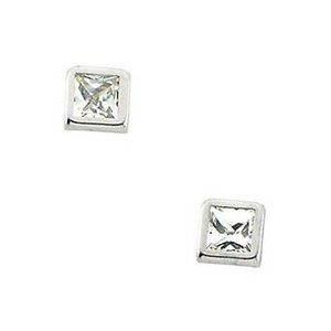 14K Yellow Gold Children s Square Cubic Zirconia Earring