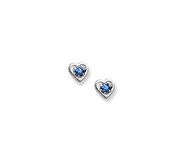 14K  White Gold Child s Genuine Sapphire Heart Birthstone Earrings