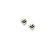 14K Yellow Gold Child s Genuine Sapphire Birthstone Heart Earrings