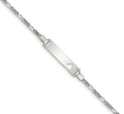 Sterling Silver Pierced Heart Figaro Chain Children s ID Bracelet