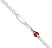 Sterling Silver Heart Link Engravable Children s ID Bracelet