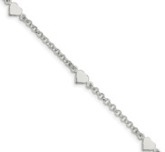 Sterling Silver Childrens Heart Charm Link Bracelet