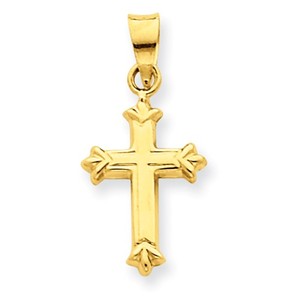 14k Yellow Gold Fleur De Lis Children s Cross Pendant