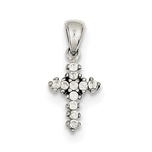 Sterling Silver Polished CZ Children s Cross Pendant