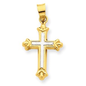 14k Yellow Gold Two Tone Children s Cross Pendant