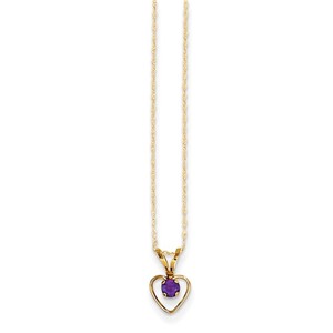 14k Yellow Gold Heart Birthstone Necklace w  15  Chain
