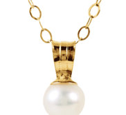 14K Yellow Youth Pearl Pendant w  15  Necklace