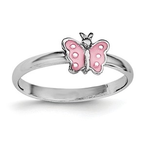 Sterling Silver Plated Child s Enameled Butterfly Ring