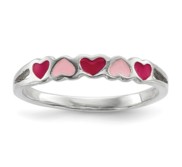 Sterling Silver Children s Enameled Hearts Ring