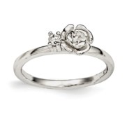 Sterling Silver Clear CZ Rose Children s Ring