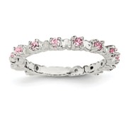 Sterling Silver Pink and White CZ Children s Ring