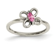 Sterling Silver Pink CZ Butterfly Children s Ring