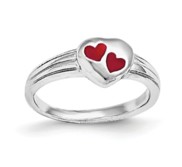 Sterling Silver Plated Children s Red Enameled Heart Ring