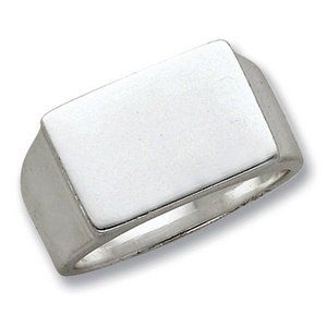 Sterling Silver Men s Rectangle Solid Back Signet Ring