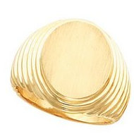 14 K White Gents Signet Ring W/Brush Finished Top