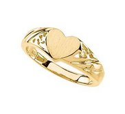 14K Gold Women s Heart Signet Ring