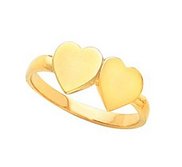 14K Gold Women s Double Heart Signet Ring