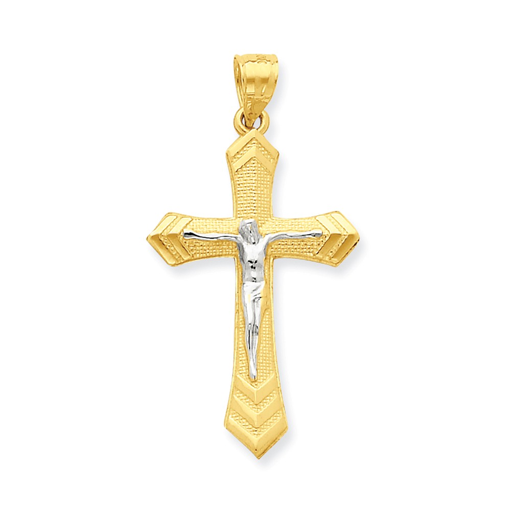 10k & Rhodium Passion Crucifix Pendant - PG96044