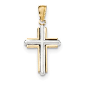 14k Two tone Cross Pendant