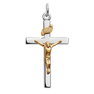 Sterling Silver Two Tone Crucifix Pendant