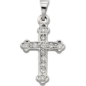 14K Yellow Gold or White Cross Diamond Pendant