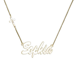 Cross Charm Personalized Name Necklace