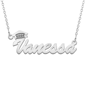 2026 Graduation Cap Script Name Necklace with Chain Included