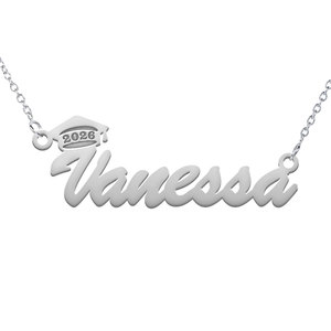 2026 Graduation Cap Script Name Necklace with Chain Included