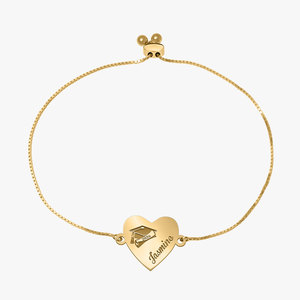 Graduation 2026  Graduate  Adjustable Round Heart Engraved Bracelet