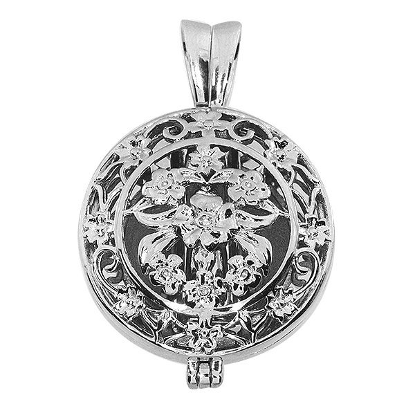 Premium Weight Sterling Silver Cremation Ash Holder Round Locket PG87125