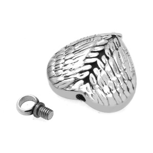 Stainless Steel Angel Wing Heart Cremation   Ash Holder
